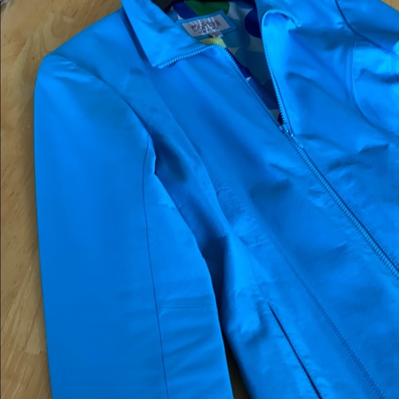 Powder Blue leather Jacket - Picture 6 of 8